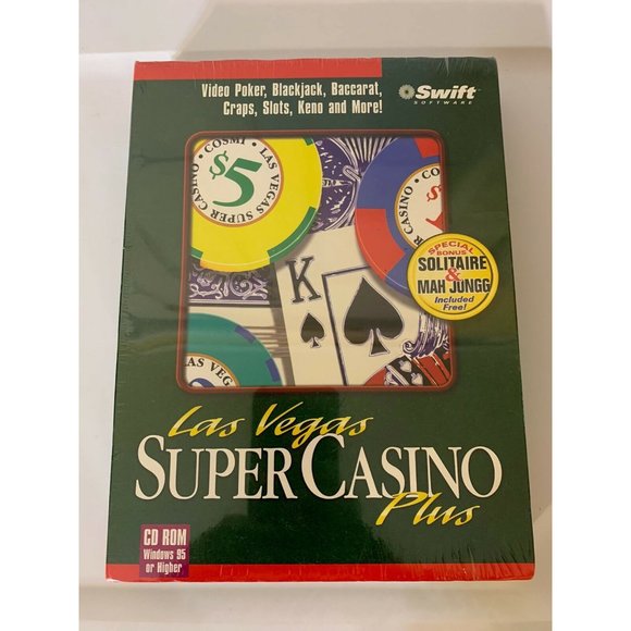 New LAS VEGAS SUPER CASINO PLUS - PC CD-ROM for WINDOWS 95 by COSMI/SWIFT (1997) - Picture 1 of 6
